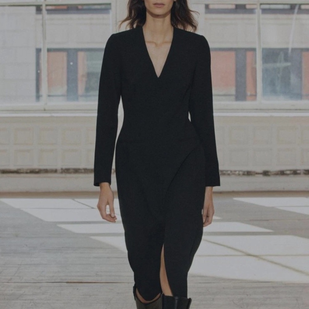 Elegant Black V-Neck Dress by Zara, Medium - Picture 7 of 10